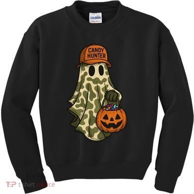 Camo Halloween Ghost Candy Hunter Kids Sweatshirt