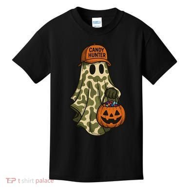 Camo Halloween Ghost Candy Hunter Kids T-Shirt