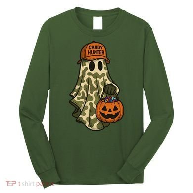 Camo Halloween Ghost Candy Hunter Long Sleeve Shirt