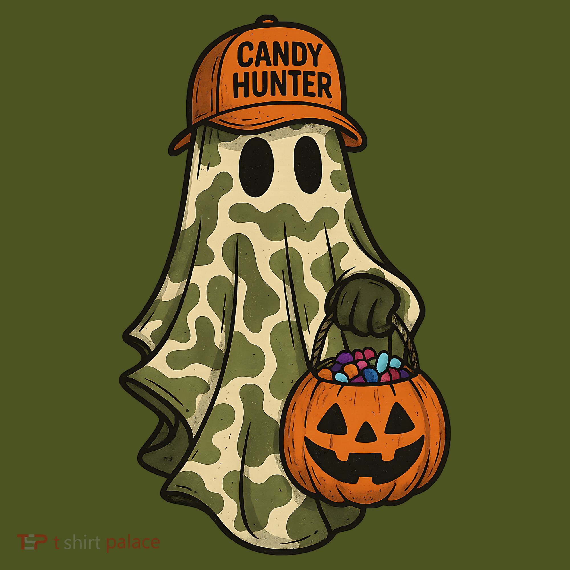Camo Halloween Ghost Candy Hunter Long Sleeve Shirt