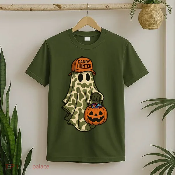 Camo Halloween Ghost Candy Hunter T-Shirt