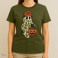 Camo Halloween Ghost Candy Hunter T-Shirt thumb 4