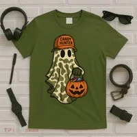 Camo Halloween Ghost Candy Hunter T-Shirt thumb 5