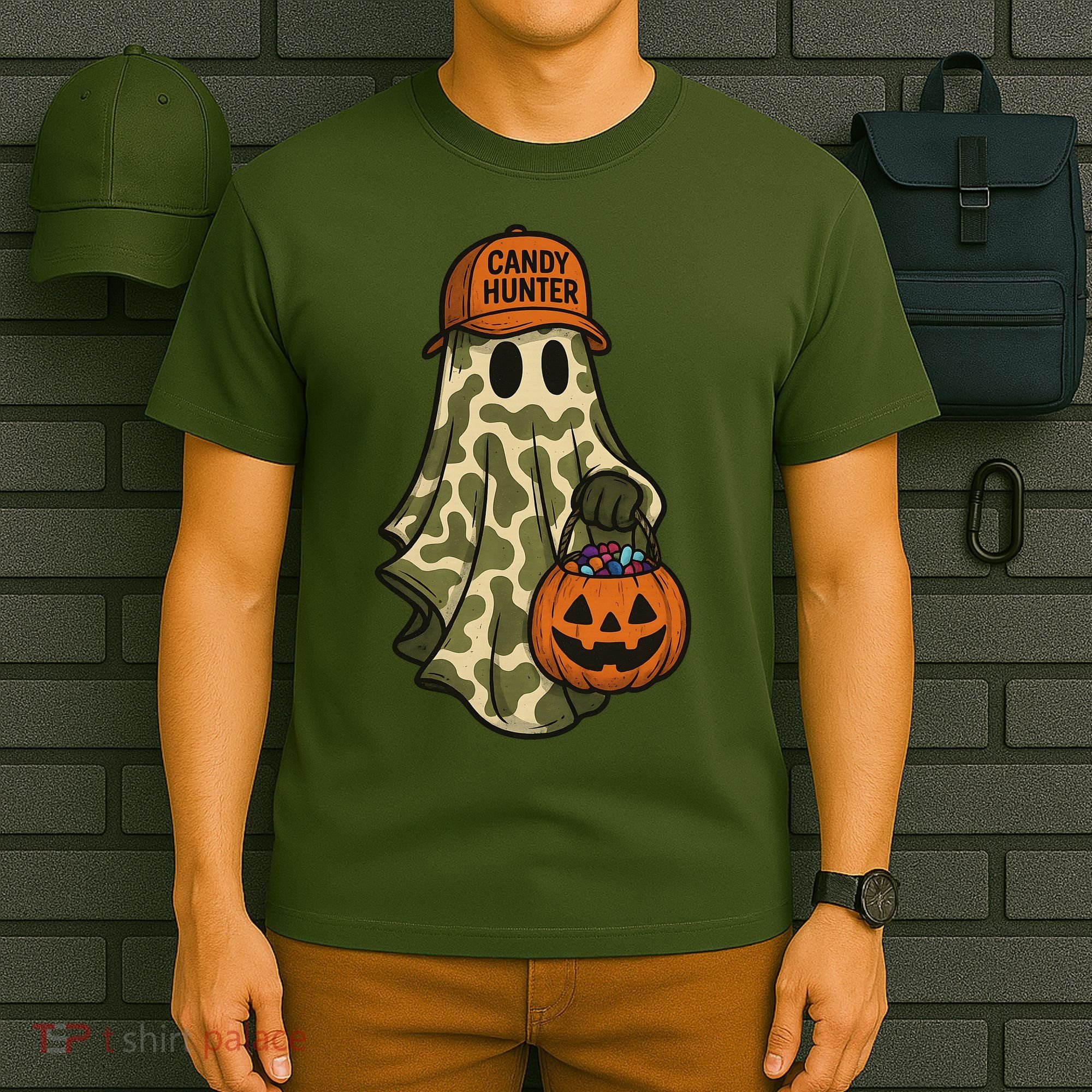 Camo Halloween Ghost Candy Hunter T-Shirt