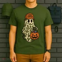 Camo Halloween Ghost Candy Hunter T-Shirt thumb 6