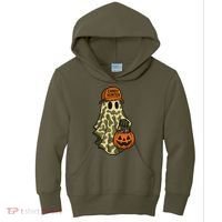 Camo Halloween Ghost Candy Hunter Kids Hoodie thumb 0