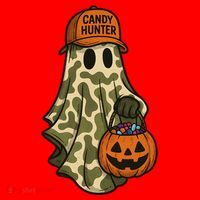 Camo Halloween Ghost Candy Hunter Santa Hat thumb 1