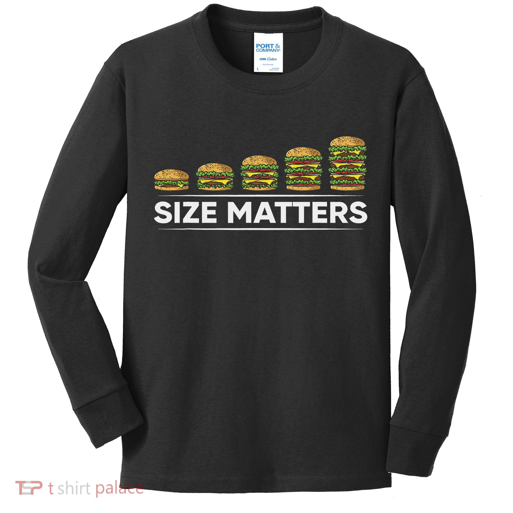 Cool Hamburger Gift For Women Funny Fast Food Size Kids Long Sleeve Shirt