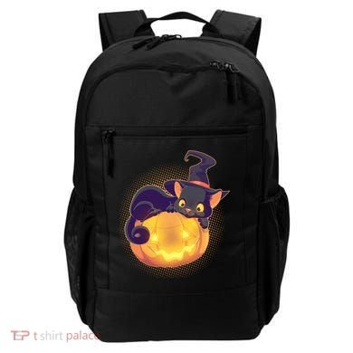Cute Halloween Glowing Pumpkin Jackolantern Witch Cat Backpack