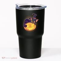 Cute Halloween Glowing Pumpkin Jackolantern Witch Cat Tumbler thumb 0