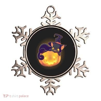 Cute Halloween Glowing Pumpkin Jackolantern Witch Cat Ornament
