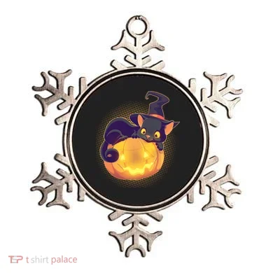 Cute Halloween Glowing Pumpkin Jackolantern Witch Cat Ornament