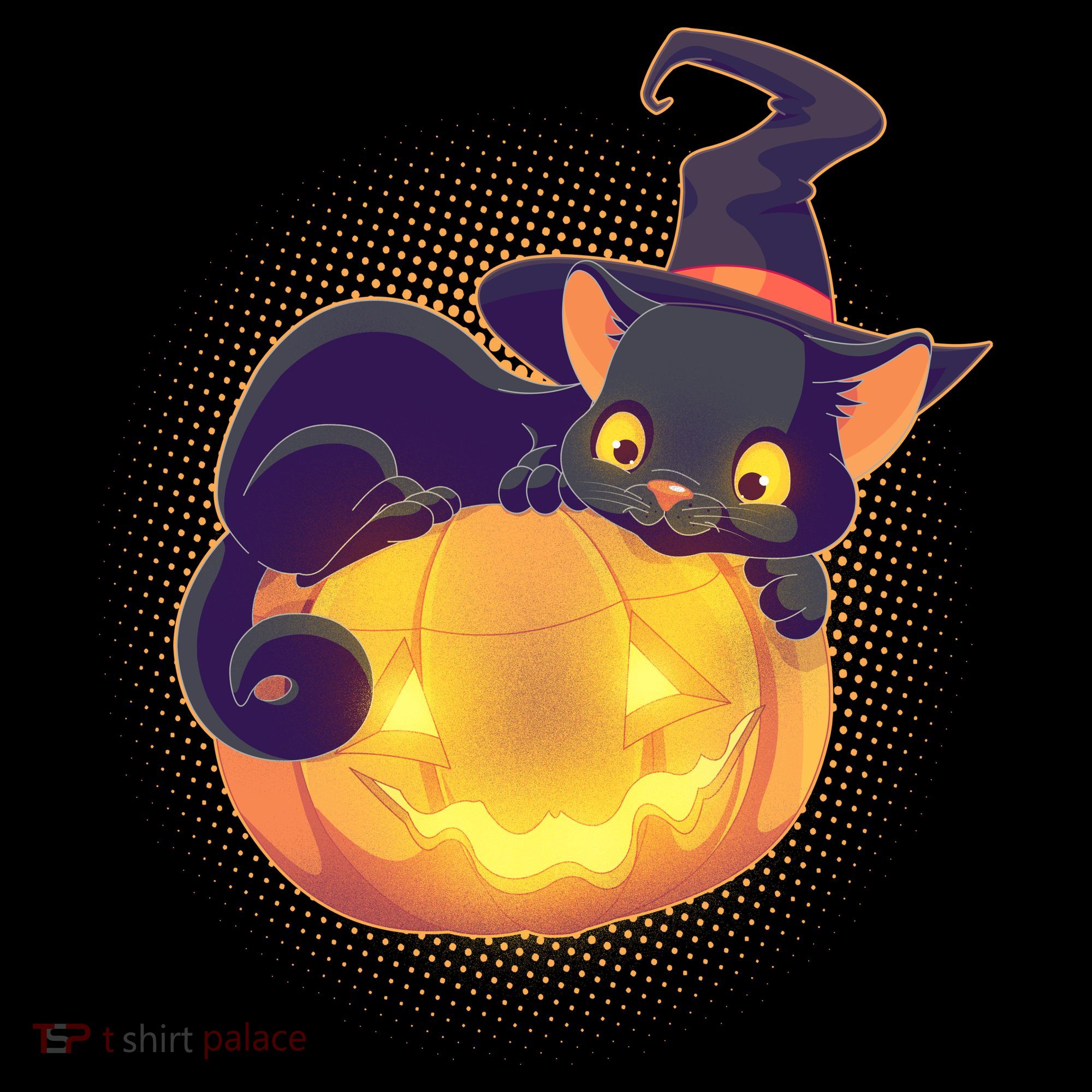 Cute Halloween Glowing Pumpkin Jackolantern Witch Cat Ornament