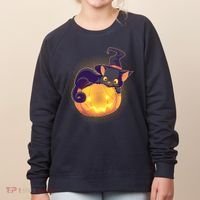 Cute Halloween Glowing Pumpkin Jackolantern Witch Cat Women's Sweatshirt thumb 0