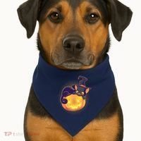 Cute Halloween Glowing Pumpkin Jackolantern Witch Cat USA-Made Doggie Bandana thumb 1