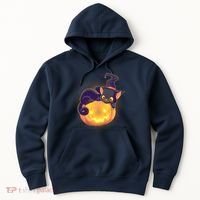 Cute Halloween Glowing Pumpkin Jackolantern Witch Cat Hoodie thumb 0