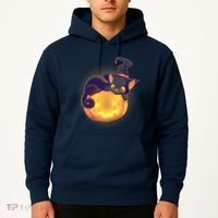 Cute Halloween Glowing Pumpkin Jackolantern Witch Cat Hoodie thumb 2