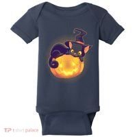 Cute Halloween Glowing Pumpkin Jackolantern Witch Cat Baby Bodysuit thumb 0