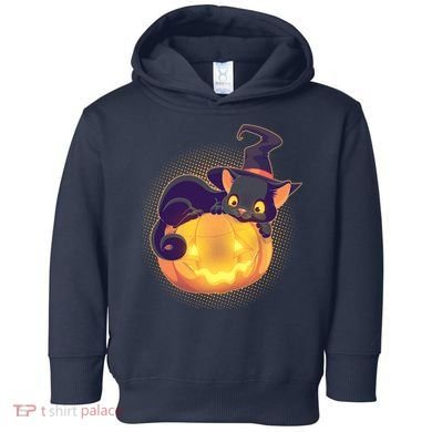 Cute Halloween Glowing Pumpkin Jackolantern Witch Cat Toddler Hoodie