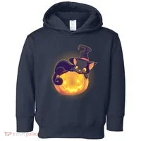 Cute Halloween Glowing Pumpkin Jackolantern Witch Cat Toddler Hoodie thumb 0