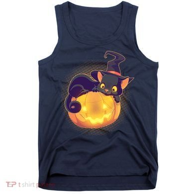 Cute Halloween Glowing Pumpkin Jackolantern Witch Cat Tank Top