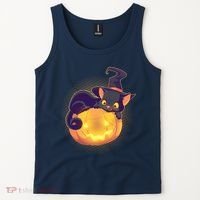 Cute Halloween Glowing Pumpkin Jackolantern Witch Cat Tank Top thumb 2