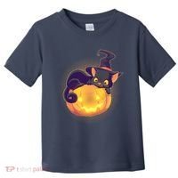 Cute Halloween Glowing Pumpkin Jackolantern Witch Cat Toddler T-Shirt thumb 0