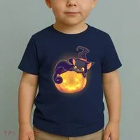 Cute Halloween Glowing Pumpkin Jackolantern Witch Cat Toddler T-Shirt thumb 2