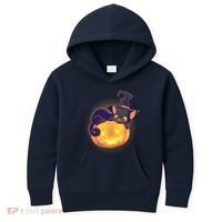 Cute Halloween Glowing Pumpkin Jackolantern Witch Cat Kids Hoodie thumb 0