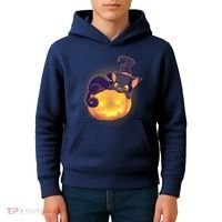 Cute Halloween Glowing Pumpkin Jackolantern Witch Cat Kids Hoodie thumb 4