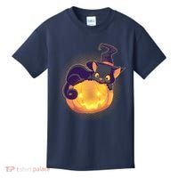 Cute Halloween Glowing Pumpkin Jackolantern Witch Cat Kids T-Shirt thumb 0