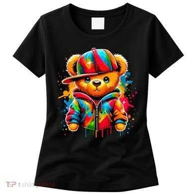 Colorful Hip Hop Teddy Bear Rap Music Women's T-Shirt