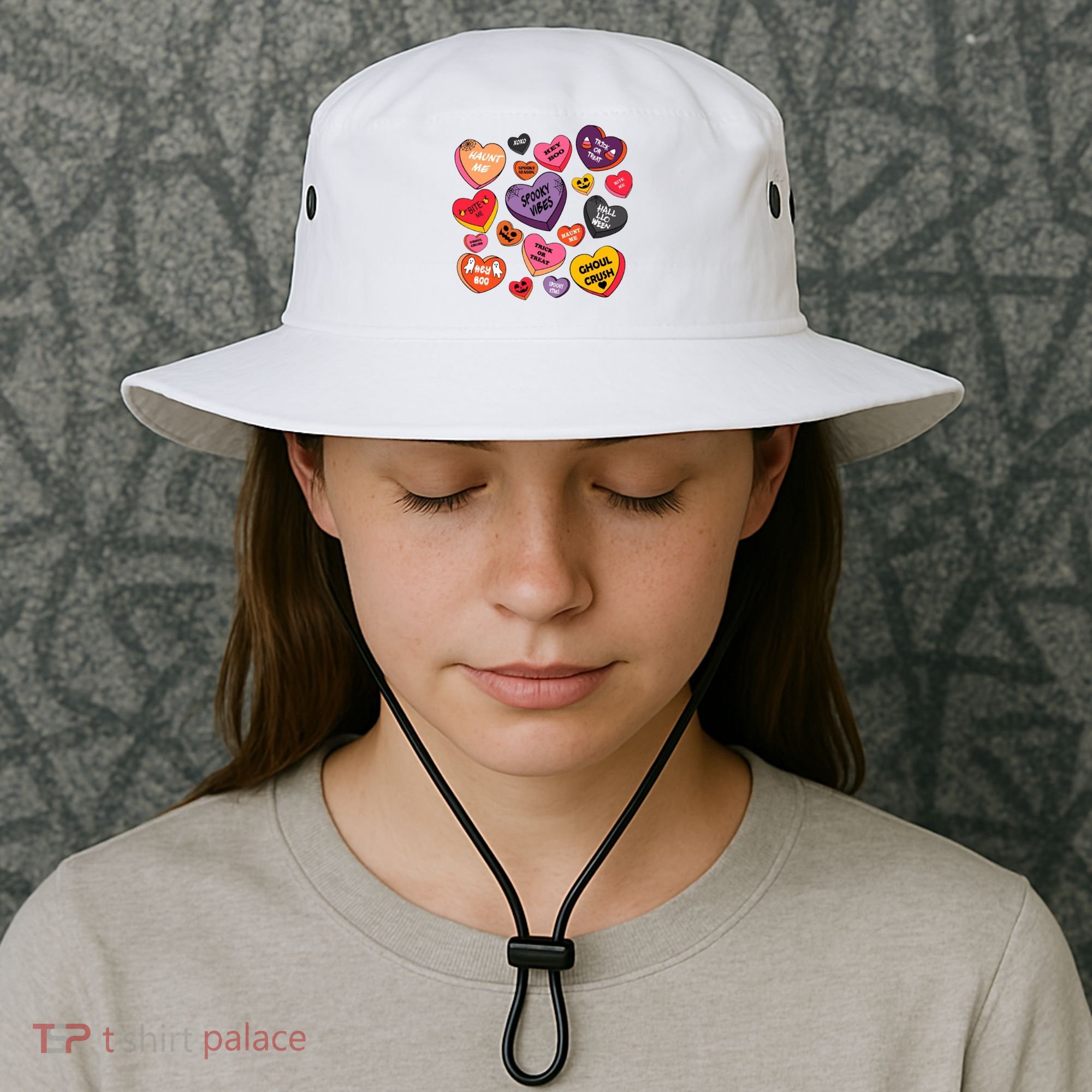 Candy Hearts Halloween Retro Halloween Bucket Hat