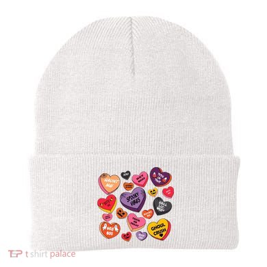 Candy Hearts Halloween Retro Halloween Beanie