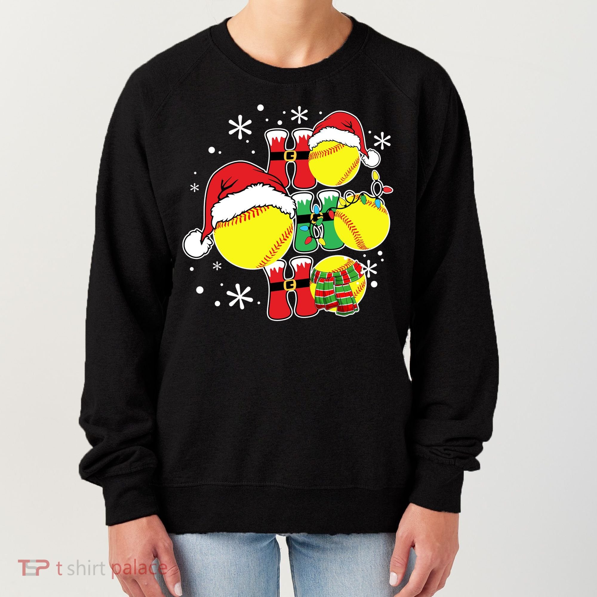 Christmas Ho Ho Ho Santa Softball Pajama Great Gift Women's Sweatshirt