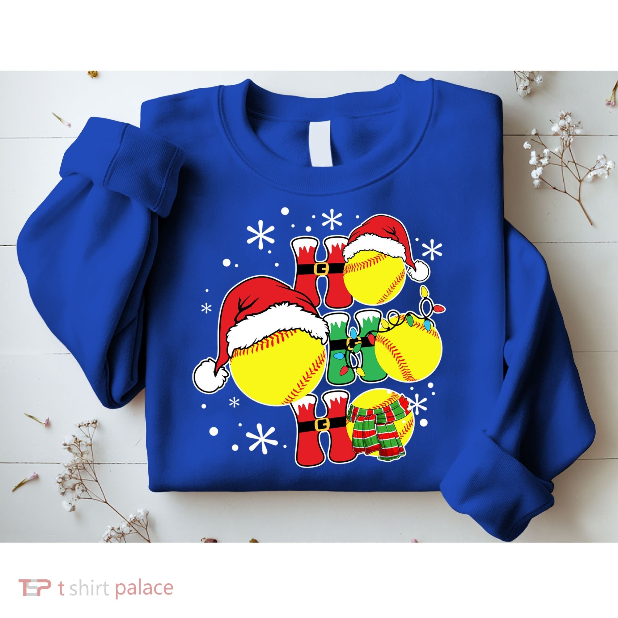 Christmas Ho Ho Ho Santa Softball Pajama Great Gift Sweatshirt