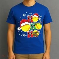 Christmas Ho Ho Ho Santa Softball Pajama Great Gift T-Shirt thumb 3