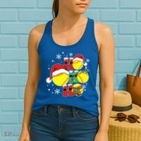 Christmas Ho Ho Ho Santa Softball Pajama Great Gift Women's Tank Top thumb 2