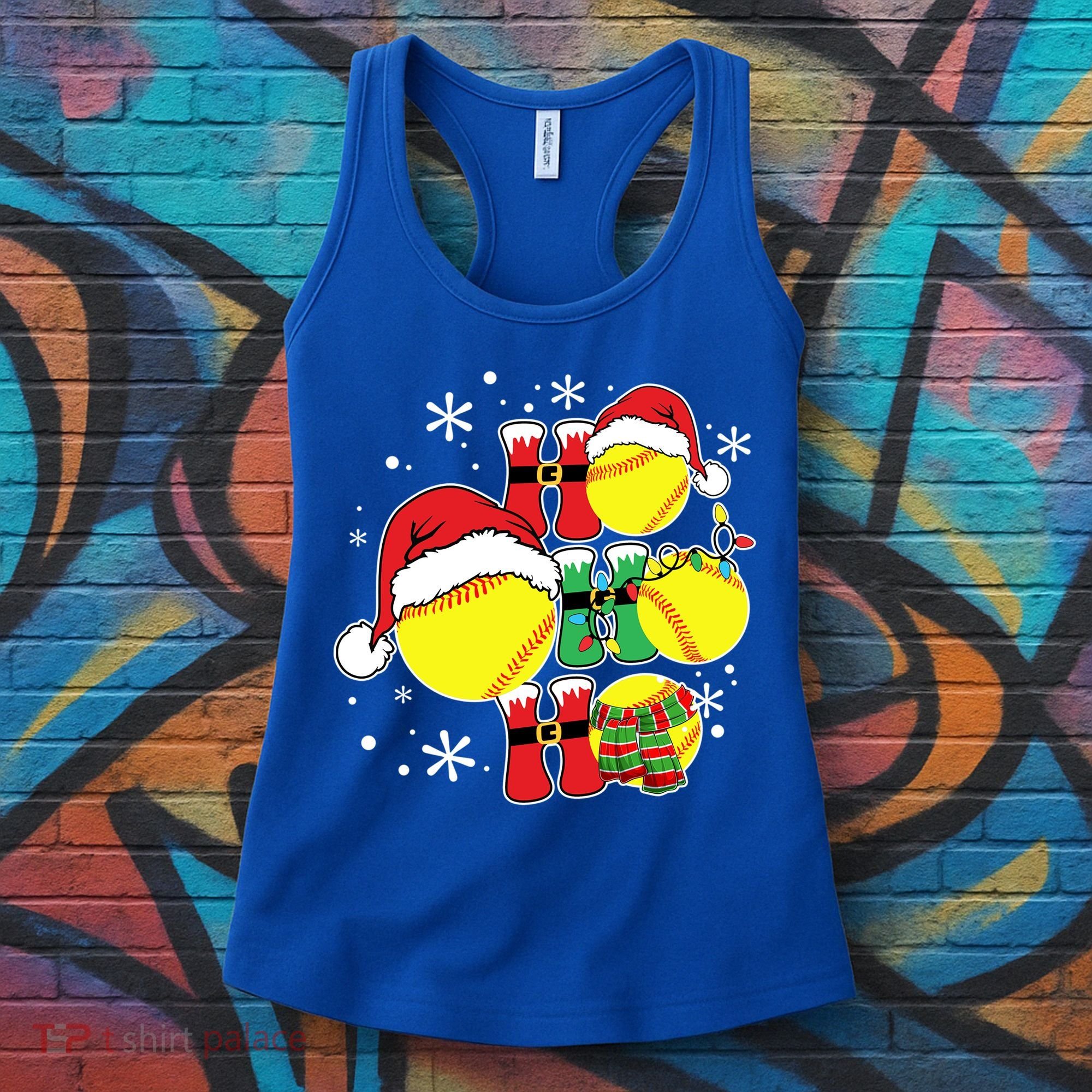 Christmas Ho Ho Ho Santa Softball Pajama Great Gift Women's Tank Top