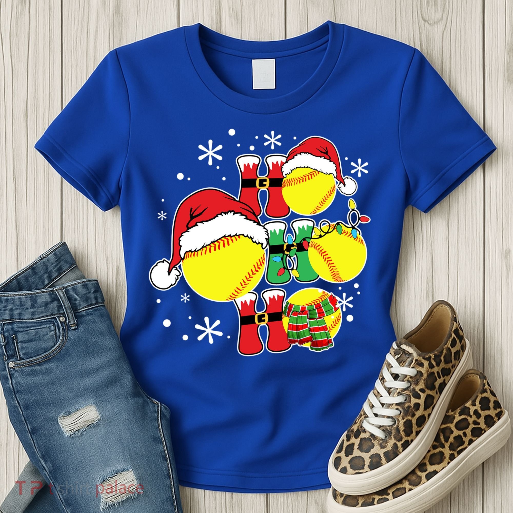 Christmas Ho Ho Ho Santa Softball Pajama Great Gift Women's T-Shirt