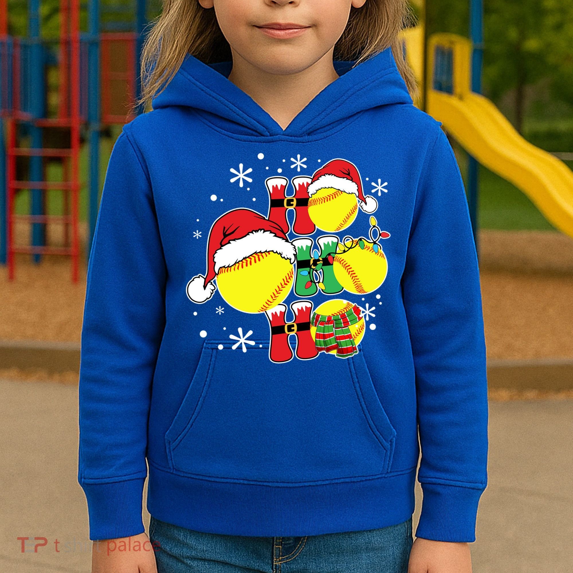 Christmas Ho Ho Ho Santa Softball Pajama Great Gift Kids Hoodie