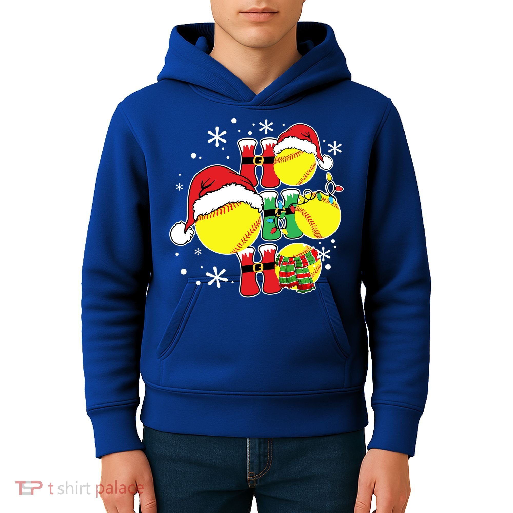 Christmas Ho Ho Ho Santa Softball Pajama Great Gift Kids Hoodie