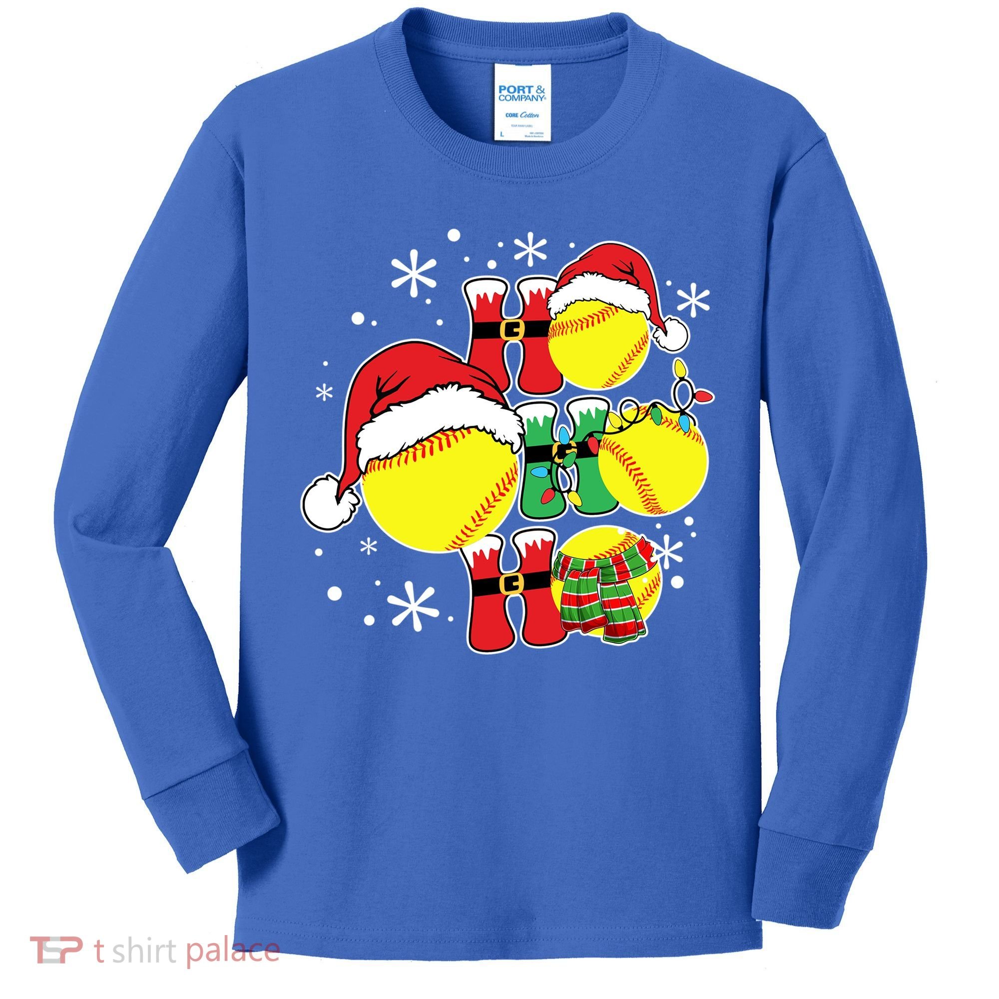 Christmas Ho Ho Ho Santa Softball Pajama Great Gift Kids Long Sleeve Shirt