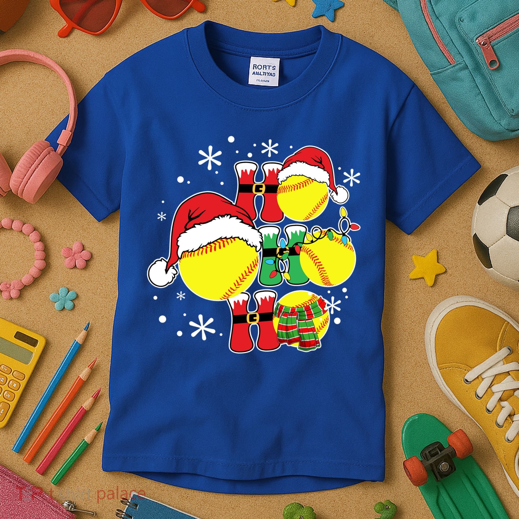Christmas Ho Ho Ho Santa Softball Pajama Great Gift Kids T-Shirt