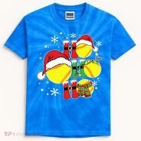 Christmas Ho Ho Ho Santa Softball Pajama Great Gift Kids Tie-Dye T-Shirt thumb 0