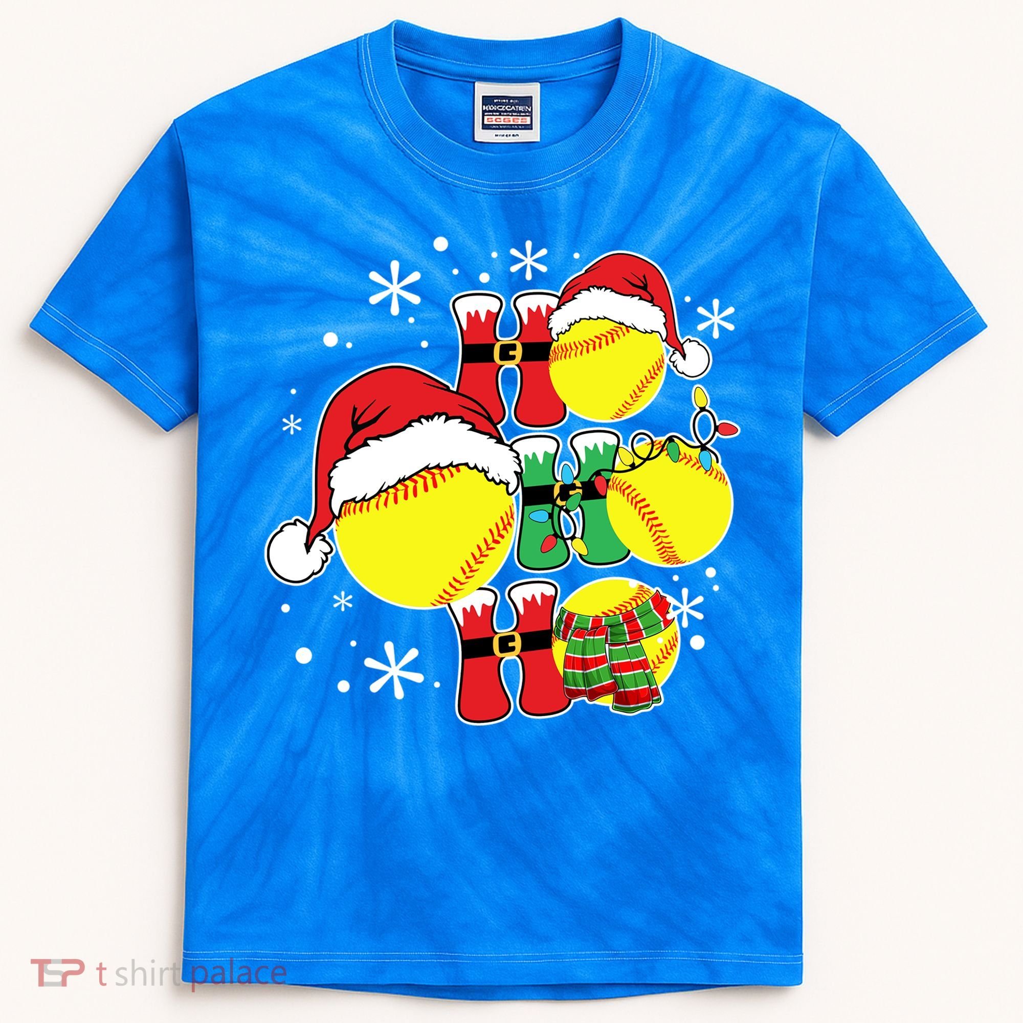 Christmas Ho Ho Ho Santa Softball Pajama Great Gift Kids Tie-Dye T-Shirt