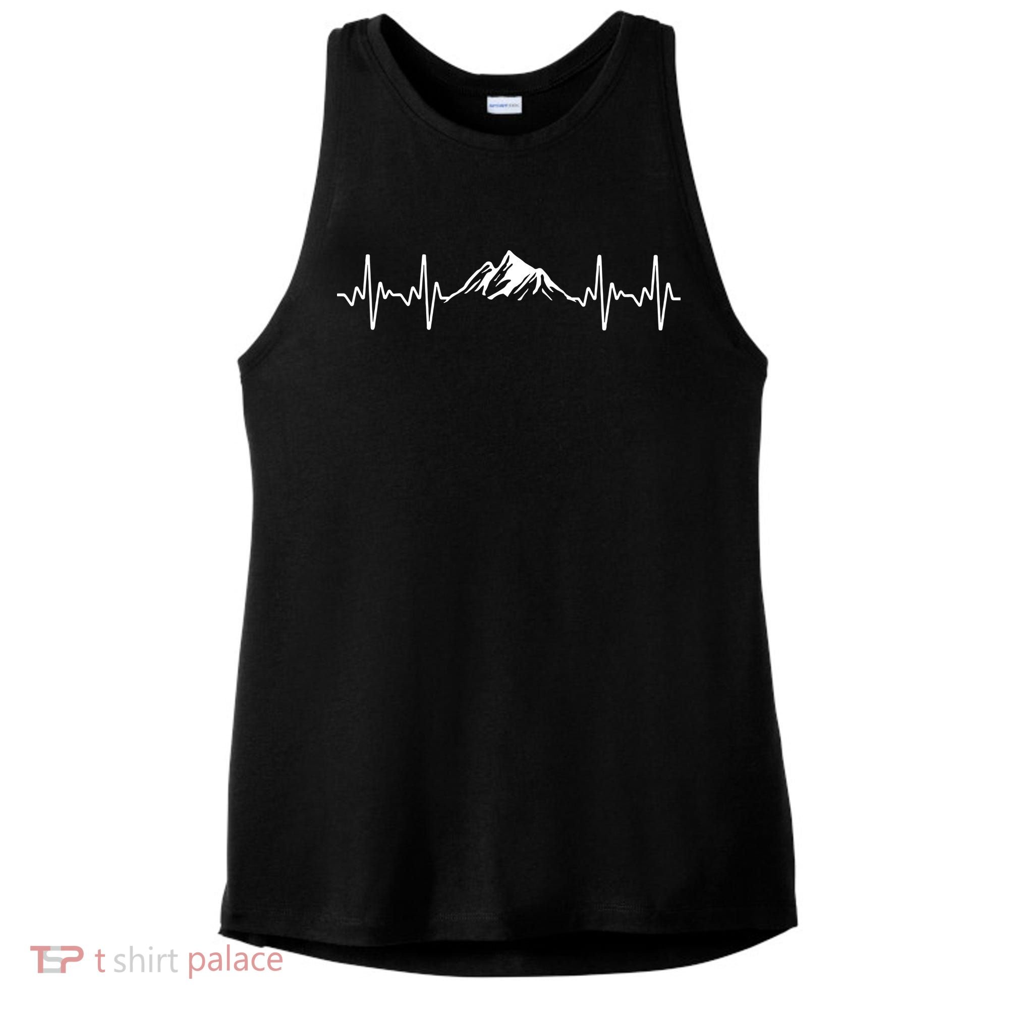 Cool Hiking Hiker Heartbeat Mountain Hike Hiking Gift Ladies PosiCharge Tri-Blend Wicking Tank