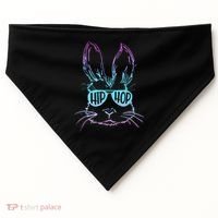Cool Hip Hop Happy Easter Bunny Face With Sunglasses USA-Made Doggie Bandana thumb 0