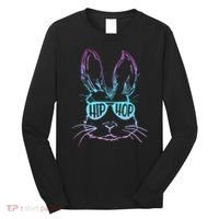 Cool Hip Hop Happy Easter Bunny Face With Sunglasses Long Sleeve Shirt thumb 0