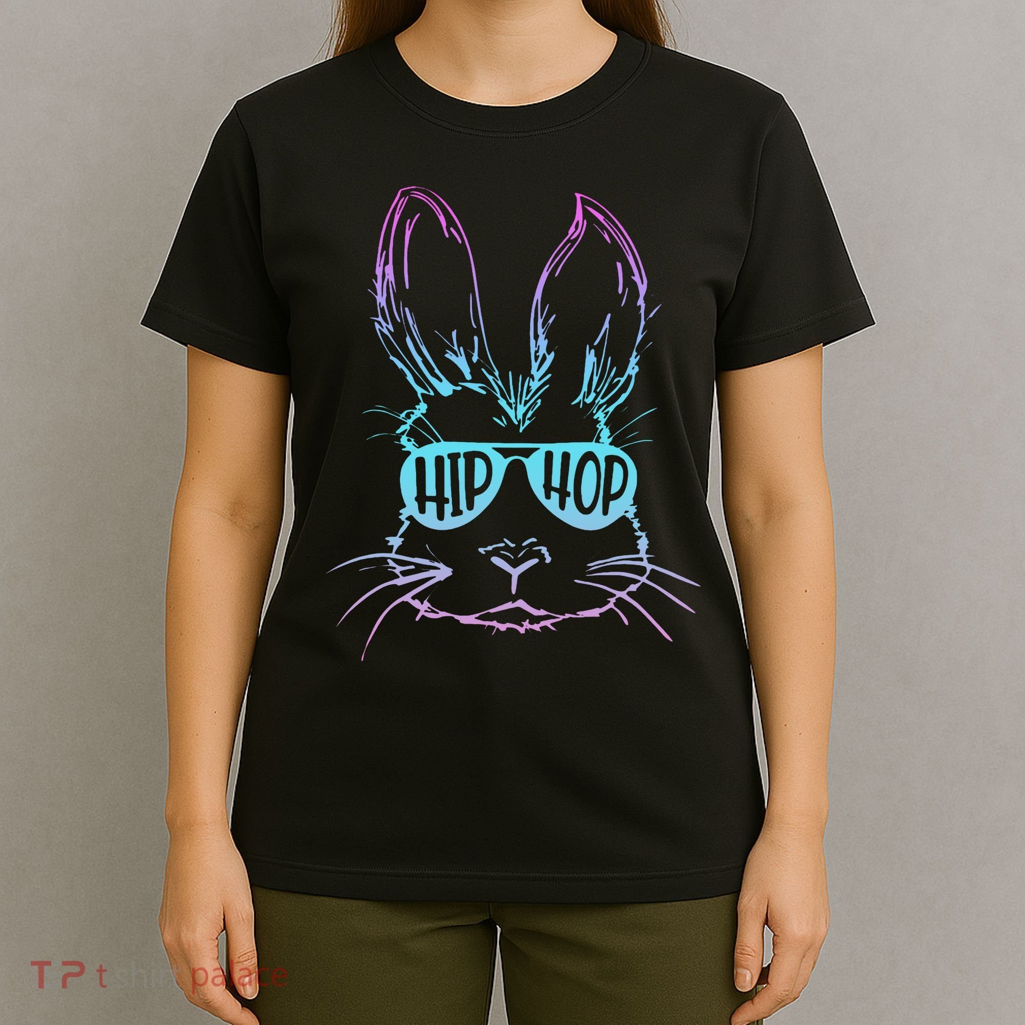 Cool Hip Hop Happy Easter Bunny Face With Sunglasses T-Shirt
